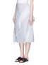 Front View - Click To Enlarge - CÉDRIC CHARLIER - Frayed stripe layer A-line skirt