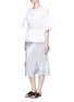 Figure View - Click To Enlarge - CÉDRIC CHARLIER - Frayed stripe layer A-line skirt