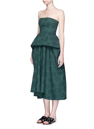 Front View - Click To Enlarge - CÉDRIC CHARLIER - Origami polka dot jacquard strapless midi dress