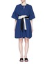 Main View - Click To Enlarge - CÉDRIC CHARLIER - Waist sash kimono sleeve linen-cotton dress