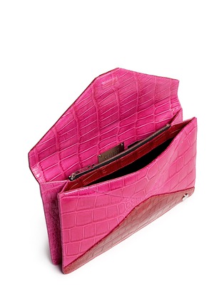 Detail View - Click To Enlarge - STALVEY - 'Adysen' colourblock alligator leather envelope clutch