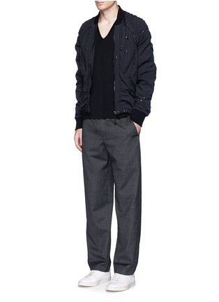 Figure View - Click To Enlarge - MAISON MARGIELA - Stud ruched seam bomber jacket
