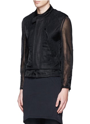 Front View - Click To Enlarge - ANN DEMEULEMEESTER - Detachable underlay sheer cropped jacket