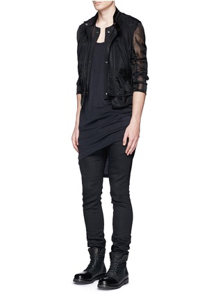 Figure View - Click To Enlarge - ANN DEMEULEMEESTER - Detachable underlay sheer cropped jacket