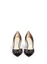 Figure View - Click To Enlarge - JIMMY CHOO - 'Daysha' perforated glitter suede d'Orsay pumps
