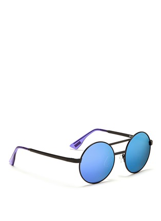 Figure View - Click To Enlarge - LE SPECS - x BLITZ 'Vertigo' matte metal round mirror sunglasses