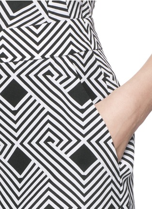 Detail View - Click To Enlarge - DIANE VON FURSTENBERG - 'Ireland' geometric stripe print open back silk jumpsuit
