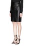 Front View - Click To Enlarge - DIANE VON FURSTENBERG - 'Roxanne' tie waist leather combo skirt