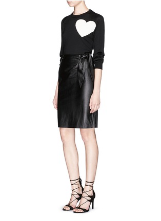 Figure View - Click To Enlarge - DIANE VON FURSTENBERG - 'Roxanne' tie waist leather combo skirt