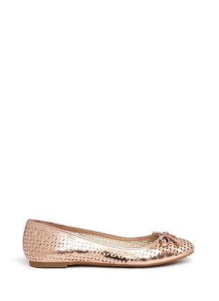 Main View - Click To Enlarge - MICHAEL KORS - 'Olivia' floral perforated mirror leather ballerinas