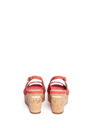 Back View - Click To Enlarge - MICHAEL KORS - 'Natalia' cork wedge suede sandals