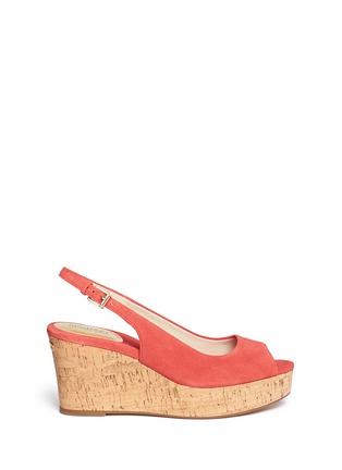 Main View - Click To Enlarge - MICHAEL KORS - 'Natalia' cork wedge suede sandals