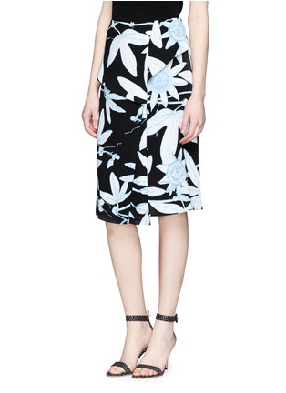 Front View - Click To Enlarge - WHISTLES - Botanical print layer crepe skirt
