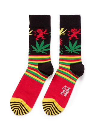 Main View - Click To Enlarge - HAPPY SOCKS - SNOOP DOGG plant and stripe socks