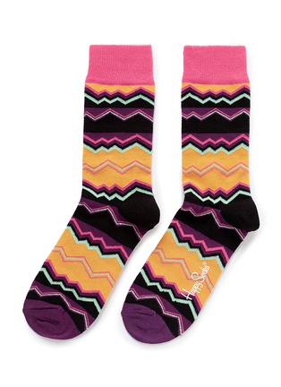 Main View - Click To Enlarge - HAPPY SOCKS - Techno zigzag stripe socks