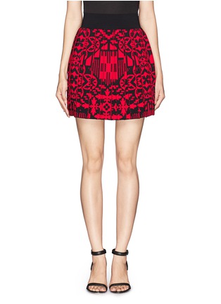 Main View - Click To Enlarge - ALEXANDER MCQUEEN - Patchwork jacquard pleat skirt