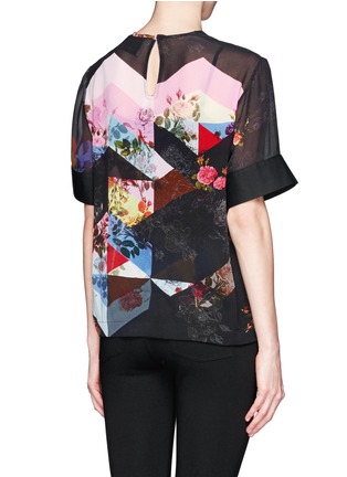 Back View - Click To Enlarge - PREEN BY THORNTON BREGAZZI - Oakley floral collage print silk top