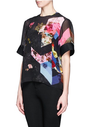 Front View - Click To Enlarge - PREEN BY THORNTON BREGAZZI - Oakley floral collage print silk top