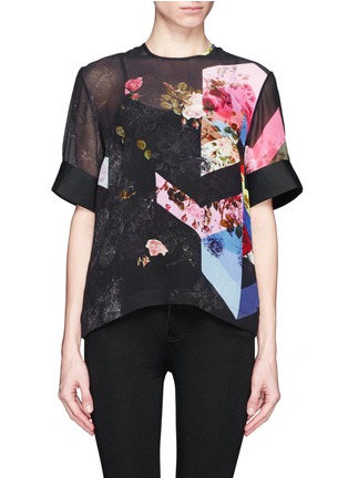 Main View - Click To Enlarge - PREEN BY THORNTON BREGAZZI - Oakley floral collage print silk top