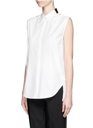 Front View - Click To Enlarge - 3.1 PHILLIP LIM - Contrast grosgrain collar sleeveless shirt