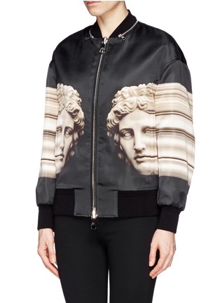 Front View - Click To Enlarge - NEIL BARRETT - Roman sculpture oversize sateen bomber jacket