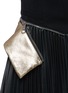 Detail View - Click To Enlarge - NEIL BARRETT - Metallic leather band pleat skirt waistcoat dress