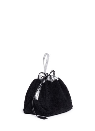 Front View - Click To Enlarge - KARA - Shearling leather rice pouch