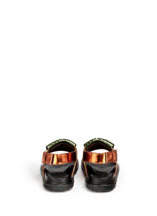 Back View - Click To Enlarge - MARNI - Metallic fringe panel leather sandals