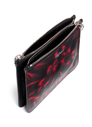 Detail View - Click To Enlarge - ALEXANDER MCQUEEN - Mosaic tulip print double compartment leather pouch