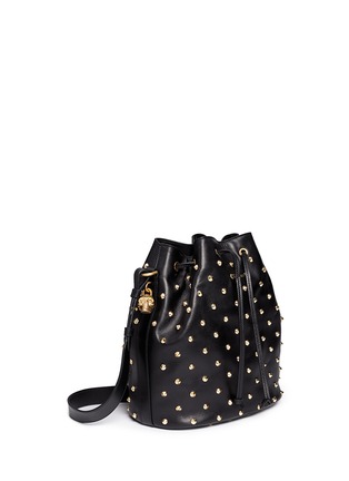 Front View - Click To Enlarge - ALEXANDER MCQUEEN - 'Padlock Secchiello' stud leather bucket bag