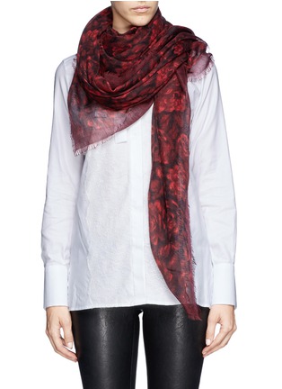 Figure View - Click To Enlarge - VALENTINO GARAVANI - Rose print cashmere-silk scarf