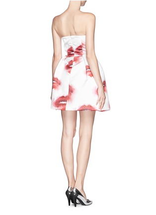 Back View - Click To Enlarge - MSGM - Watercolour lip print strapless sateen dress