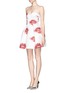 Figure View - Click To Enlarge - MSGM - Watercolour lip print strapless sateen dress