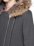 Detail View - Click To Enlarge - SANDRO - 'Manoli' raccoon fur collar leather hem coat