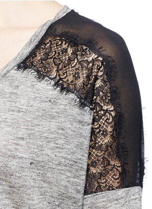 Detail View - Click To Enlarge - SANDRO - 'Tilda' lace shoulder linen T-shirt