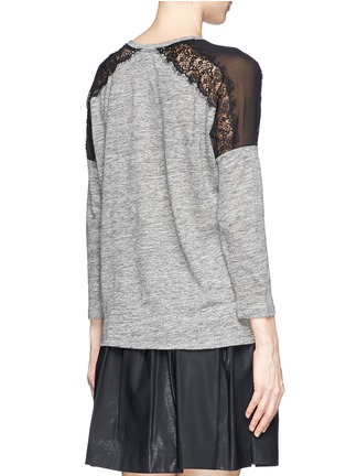 Back View - Click To Enlarge - SANDRO - 'Tilda' lace shoulder linen T-shirt