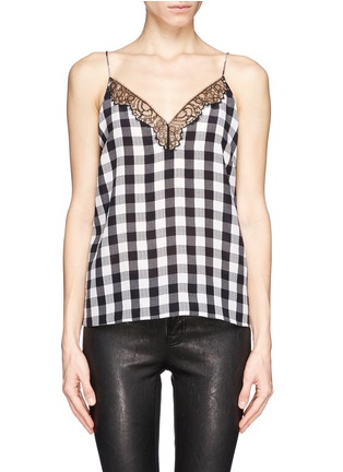 Main View - Click To Enlarge - SANDRO - 'Eve' silk check lace top
