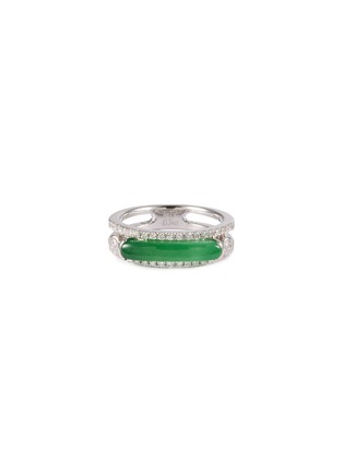 Main View - Click To Enlarge - SAMUEL KUNG - Diamond jade 18k white gold oval ring