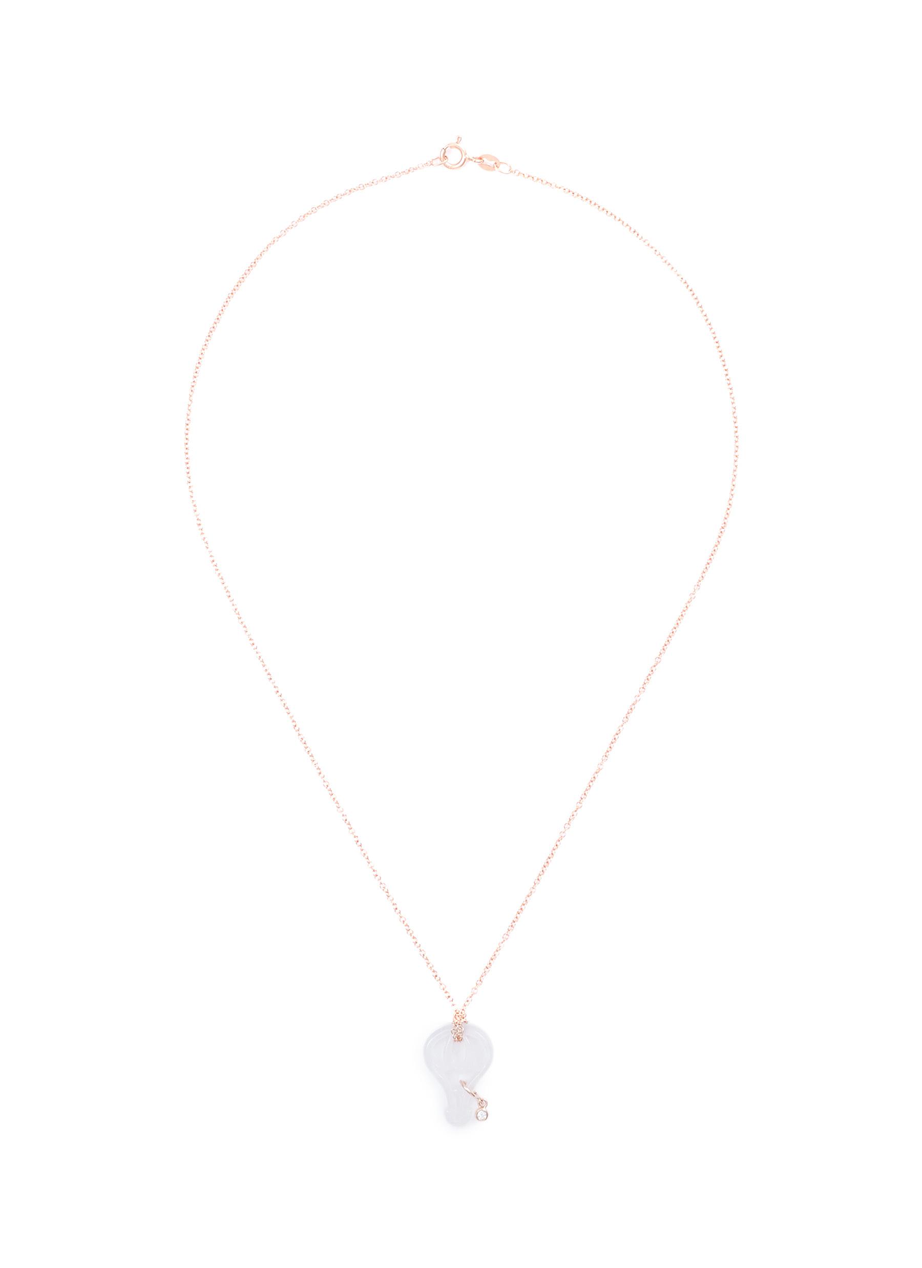 'Balloon' diamond jade 18k rose gold pendant