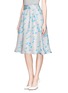 Front View - Click To Enlarge - TANYA TAYLOR - Madison gingham floral pleated skirt