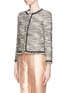 Front View - Click To Enlarge - ALICE & OLIVIA - Kidman leather trim tweed jacket