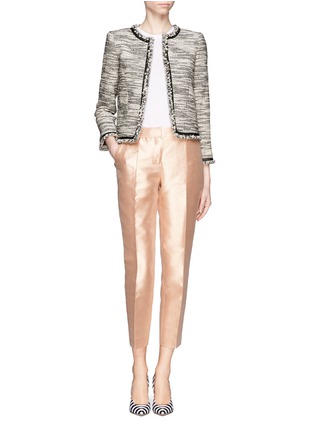 Figure View - Click To Enlarge - ALICE & OLIVIA - Kidman leather trim tweed jacket