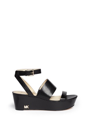 Main View - Click To Enlarge - MICHAEL KORS - 'Poesy' platform wedge leather sandals