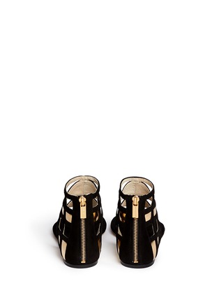 Back View - Click To Enlarge - MICHAEL KORS - 'Jaida' cutout metallic leather sandals