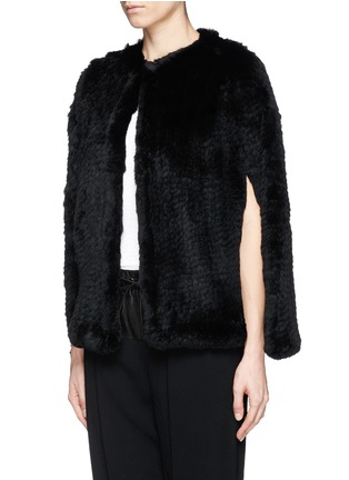 Front View - Click To Enlarge - 72348 - 'Stella' rabbit fur knit cape jacket