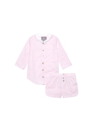Figure View - Click To Enlarge - PERIGOT - Stripe cotton kids pyjamas and bear set