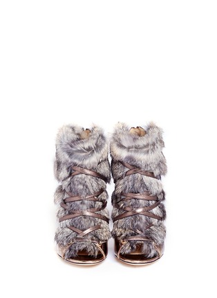Figure View - Click To Enlarge - JIMMY CHOO - 'Locke' rabbit fur metallic leather booties