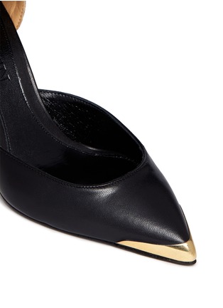Detail View - Click To Enlarge - ALEXANDER MCQUEEN - Contrast distressed and nappa leather pumps