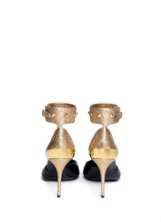 Back View - Click To Enlarge - ALEXANDER MCQUEEN - Contrast distressed and nappa leather pumps
