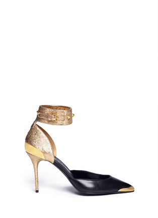Main View - Click To Enlarge - ALEXANDER MCQUEEN - Contrast distressed and nappa leather pumps